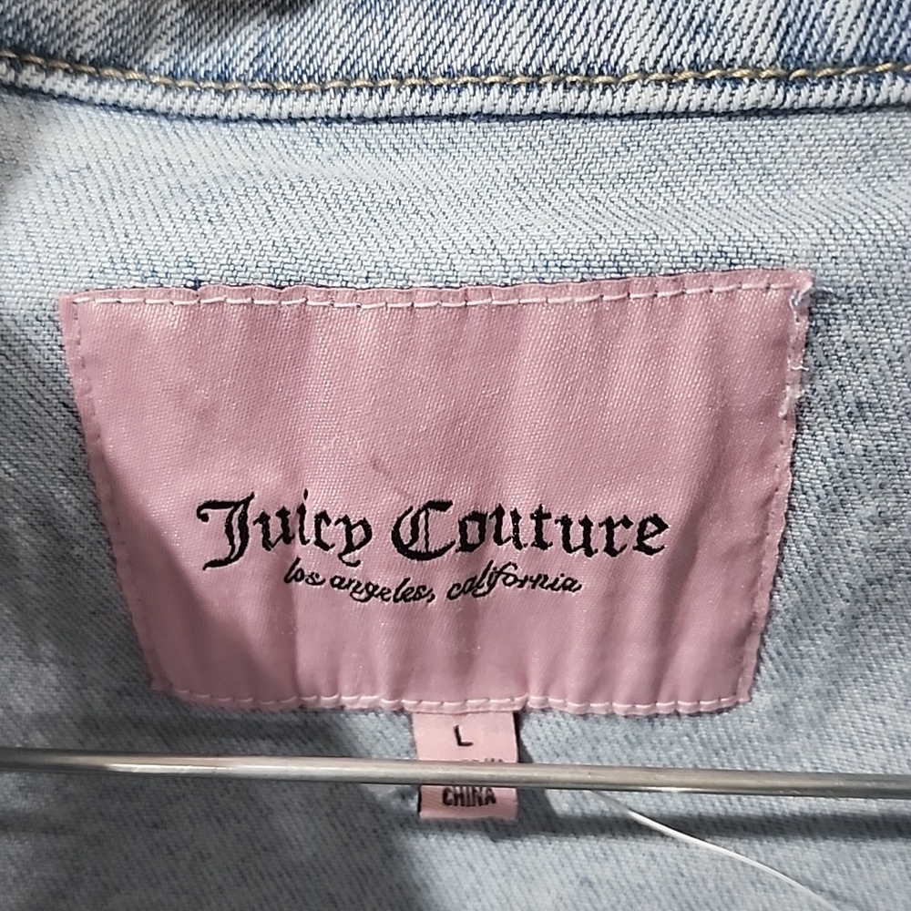 Juicy Couture Denim Cropped Vest With Stone, Light Wash, L NWT Y2K - Picture 7 of 8